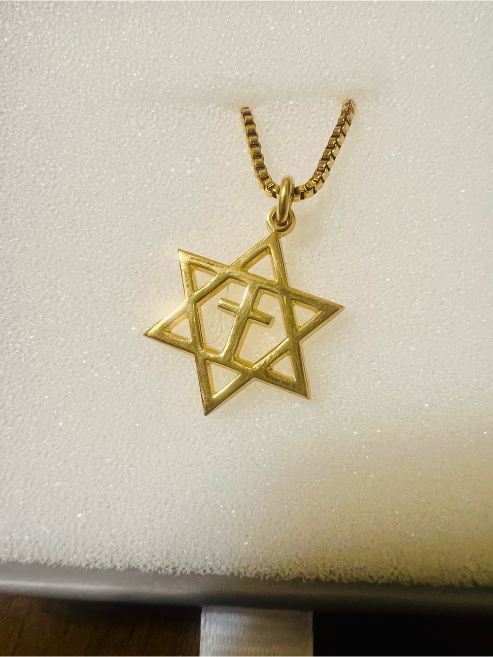 Gaya Judaica Gold Star of David Cross Pendant Necklace - 24K Gold Plated